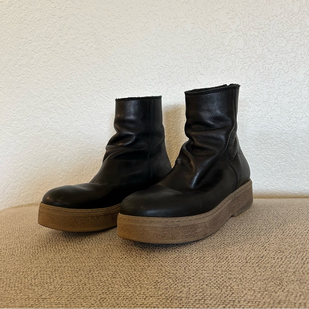 Free People Platform Black Leather Boots